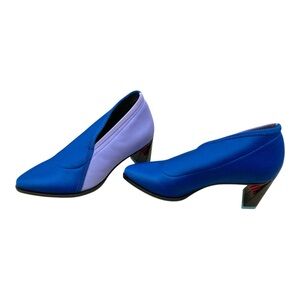 United Nude Sonar In Blue/Purple Neoprene Fabric Slip On Heeled Shoe Sz 38 New